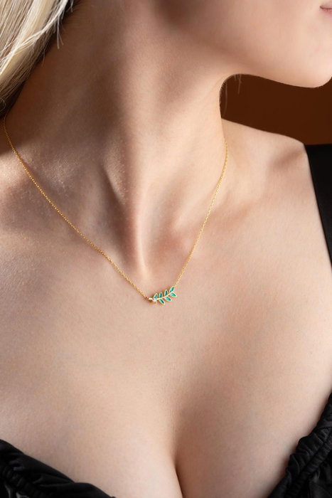 Heliophilia Silver Collar de Plata con Baño de Oro y Circón Verde